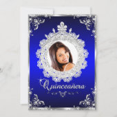 Princess Tiara Royal Blue Sparkle Quinceanera Einladung (Vorderseite)