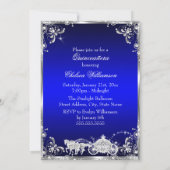 Princess Tiara Royal Blue Sparkle Quinceanera Einladung (Rückseite)