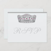 Princess Tiara UAWG White Response Card RSVP Karte (Vorne/Hinten)