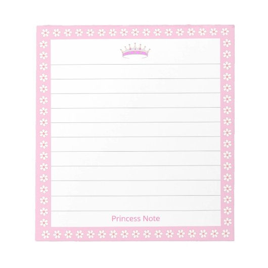 Princess Tiara & White Blume auf Linde Notizblock (Vorderseite)