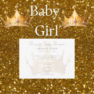 Princess Tiara White & Gold Baby Dusche Einladung