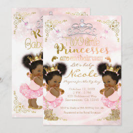 Princess Tutu Crown Ethnic Twin Girls Babydusche Einladung