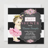 Princess Tutu Girls Chalkboard Babydusche Einladung (Vorderseite)