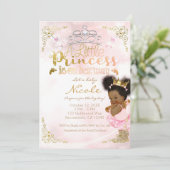 Princess Tutu & Gold Crown Ethnic Baby Girl Dusche Einladung (Stehend Vorderseite)