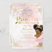 Princess Tutu & Gold Crown Ethnic Baby Girl Dusche Einladung (Vorne/Hinten)
