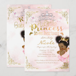 Princess Tutu & Gold Crown Ethnic Baby Girl Dusche Einladung