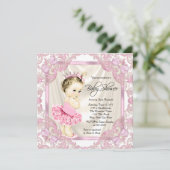 Princess Tutu Pearls Ballerina Baby Dusche Einladung (Stehend Vorderseite)