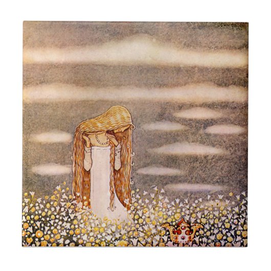 "Princess Tuvstarr" John Bauer Watercolor Fliese (Vorderseite)