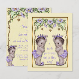 Princess Twin Vintage Rose & Hearts Baby Dusche Einladung