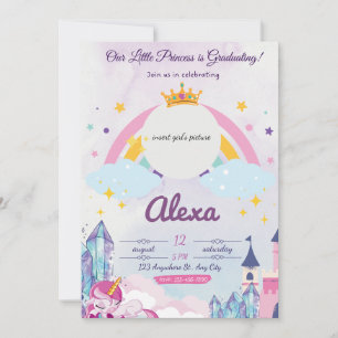 Princess Unicorn Abschluss Einladung für Mädchen