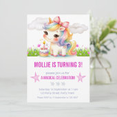 Princess Unicorn Birthday Party Einladung (Stehend Vorderseite)