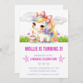 Princess Unicorn Birthday Party Einladung (Vorne/Hinten)
