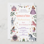 Princess Unicorn Castle 1st Birthday Einladung (Vorderseite)