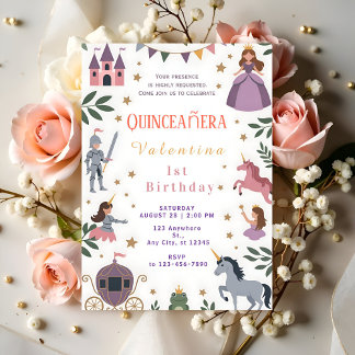 Princess Unicorn Castle 1st Birthday Einladung