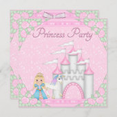 Princess, Unicorn & Castle Pink Princess Party Einladung (Vorne/Hinten)