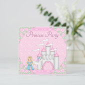 Princess, Unicorn & Castle Pink Princess Party Einladung (Stehend Vorderseite)