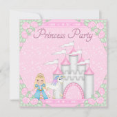 Princess, Unicorn & Castle Pink Princess Party Einladung (Vorderseite)