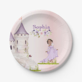 Princess Unicorn Dark Hair Lila Niedliche Geburtst Pappteller