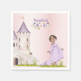 Princess Unicorn Dark Hair Lila Niedliche Geburtst Serviette