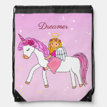 Princess & Unicorn Dreamer Drawstring Bag