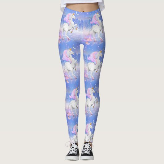 Princess Unicorn Forest Scene Leggings (Vorderseite)