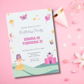 Princess Unicorn Geburtstagsparty Einladung