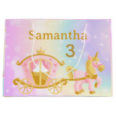 Princess Unicorn Gift Bag, Samantha 3rd Birthday Große Geschenktüte (Vorderseite)