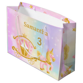 Princess Unicorn Gift Bag, Samantha 3rd Birthday  Große Geschenktüte