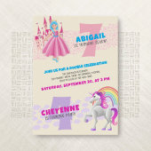 Princess Unicorn Joint Double Birthday Einladung