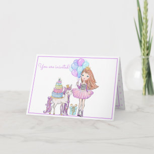 Princess Unicorn Moderne Giro Watercolor Einladung