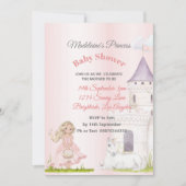 Princess Unicorn Pink Baby Girl Dusche Einladung (Vorderseite)