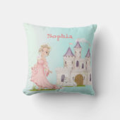 Princess Unicorn Pink Blue Castle Throw Kissen (Vorderseite)
