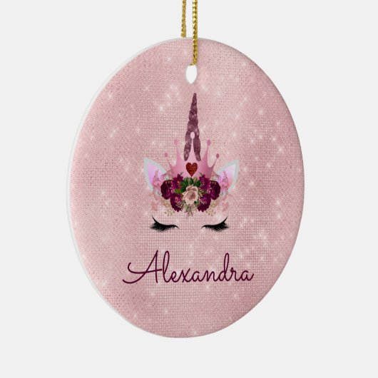 Princess Unicorn Rose Gold - Rosa Rosa Keramik Ornament (Rechts)