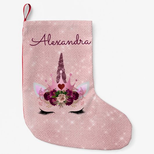 Princess Unicorn Rose Gold - Rosa Rosa Kleiner Weihnachtsstrumpf (Vorderseite)