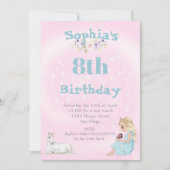 Princess Unicorn Stars Rosa Niedliches Zeitalter G Einladung (Vorderseite)