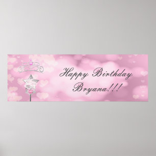 Princess Wand & Crown Custom Geburtstagsparty Bann Poster