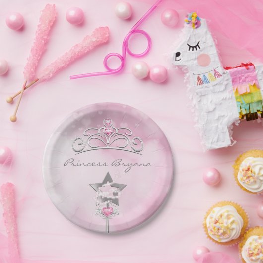 Princess Wand & Crown Silver Pink Party Teller (Party)