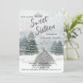 Princess Watercolor Winterwunderland Süß 16 Einladung (Stehend Vorderseite)