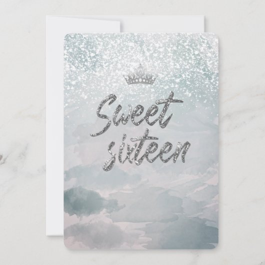 Princess Watercolor Winterwunderland Süß 16 Einladung (Rückseite)