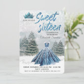 Princess Watercolor Winterwunderland Süß 16 Einladung (Stehend Vorderseite)