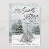 Princess Watercolor Winterwunderland Süß 16 Einladung (Vorne/Hinten)