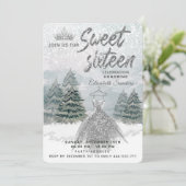 Princess Watercolor Winterwunderland Süß 16 Einladung (Stehend Vorderseite)