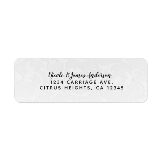 Princess White Damask Storybook Elegante Hochzeit (Vorne)