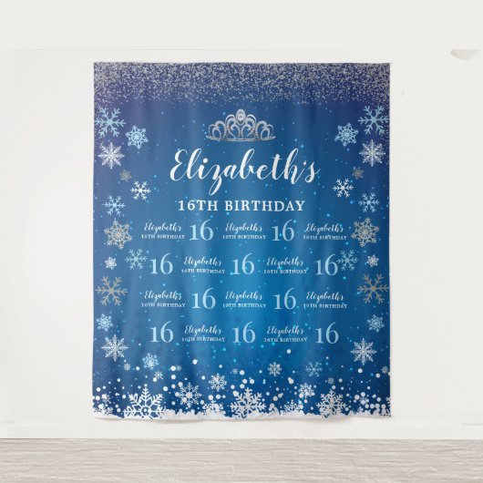 Princess Winter Birthday photobooth Backdrop Wandteppich (Vorderseite)