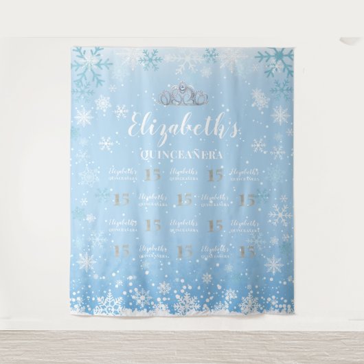 Princess Winter Quinceañera Fotokabine Hintergrund Wandteppich (Vorderseite)
