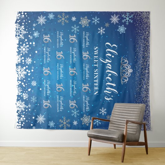 Princess Winter Sweet 16 photobooth Backdrop Wandteppich (Beispiel (Horizontal))