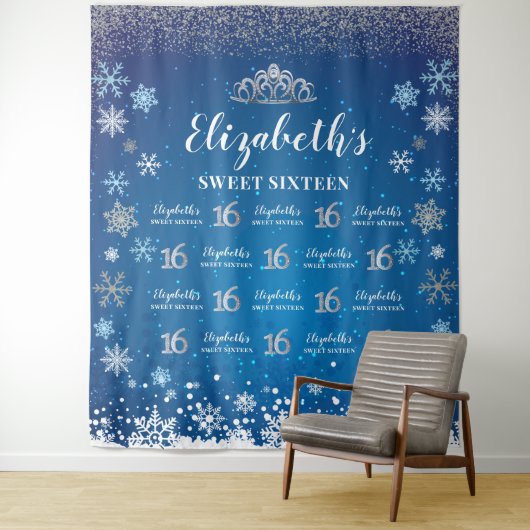 Princess Winter Sweet 16 photobooth Backdrop Wandteppich (Beispiel)