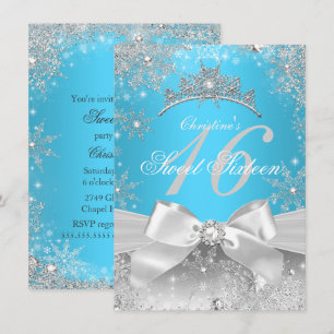 Princess Winter Wonderland Blue Sweet 16 Einladung