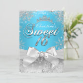 Princess Winter Wonderland Blue Sweet 16 Einladung (Stehend Vorderseite)
