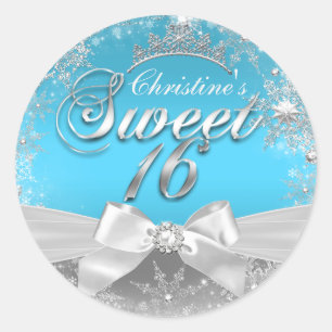 Princess Winter Wonderland Blue Sweet 16 Sticker